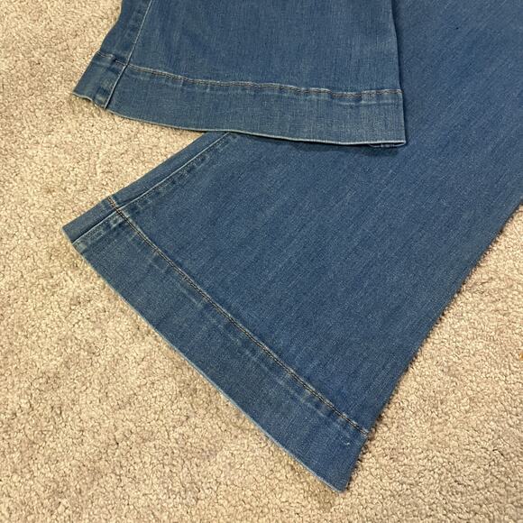 Express Womens Wide Leg Mid Rise Flare Jeans Medium Wash Size 0 1970s Hippie - Picture 11 of 14
